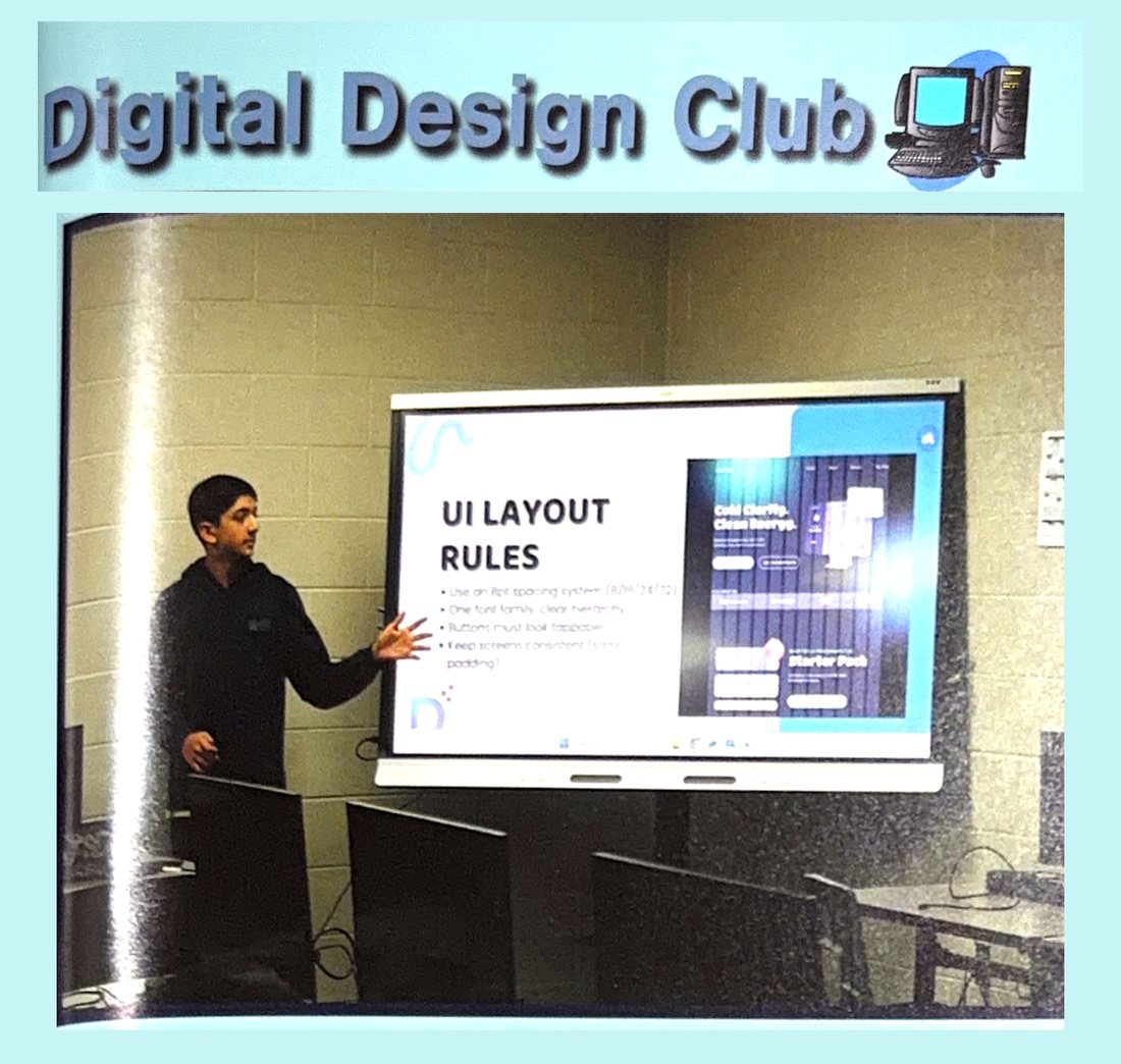 The Digital Design Club page in the Fort Settlement Middle School yearbook