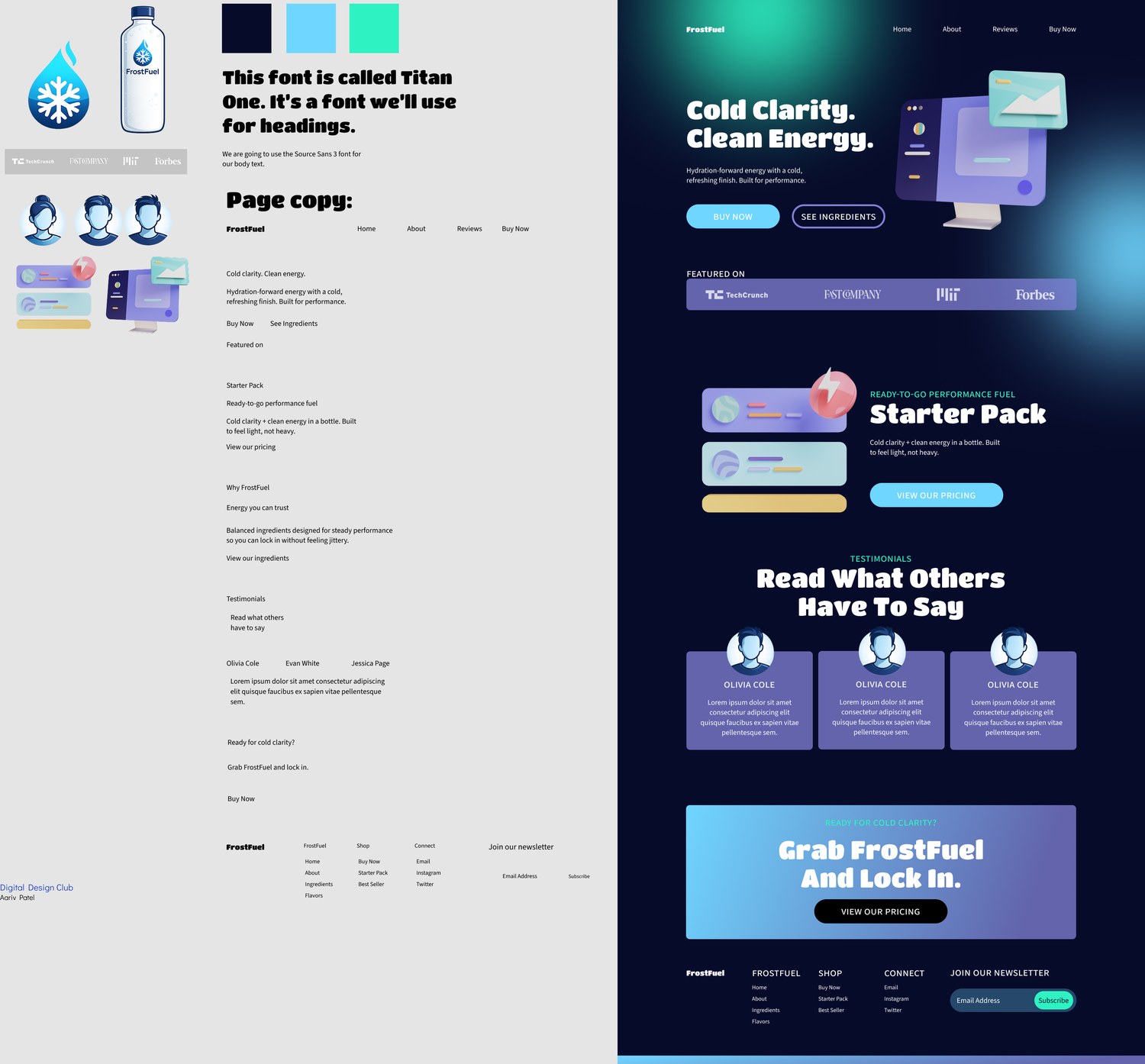 The FrostFuel webpage template built in Figma